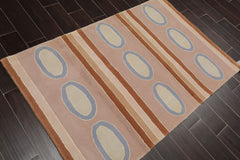 3x5 Pink, Brown, Blue Color Hand Tufted All-Over 100% Wool Contemporary Oriental Rug