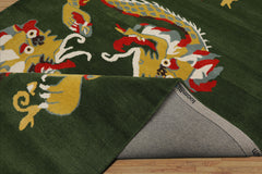 Multi Size Green Gold Red Color Hand Tufted Pictorial Wool Transitional Oriental Rug