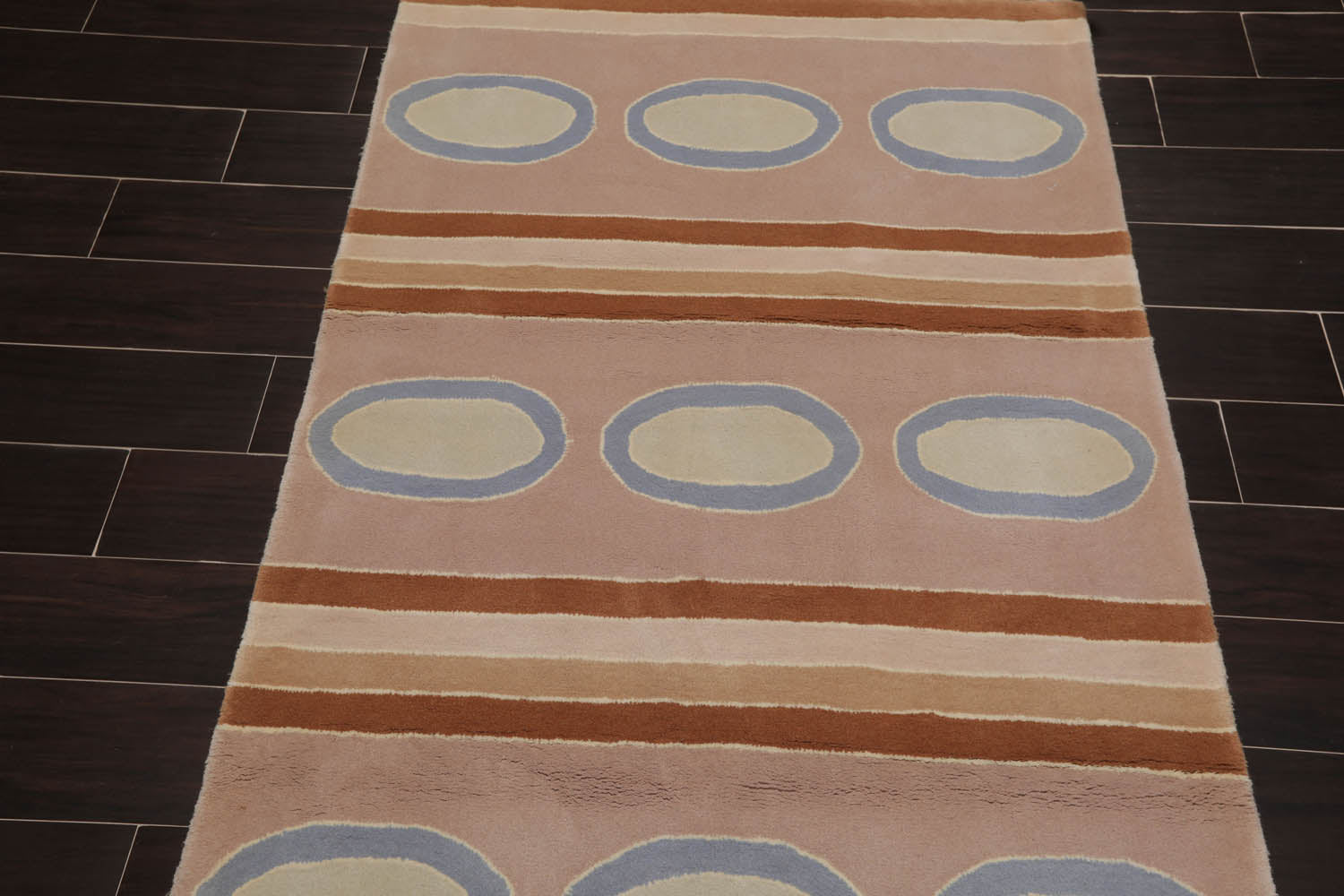 3x5 Pink, Brown, Blue Color Hand Tufted All-Over 100% Wool Contemporary Oriental Rug