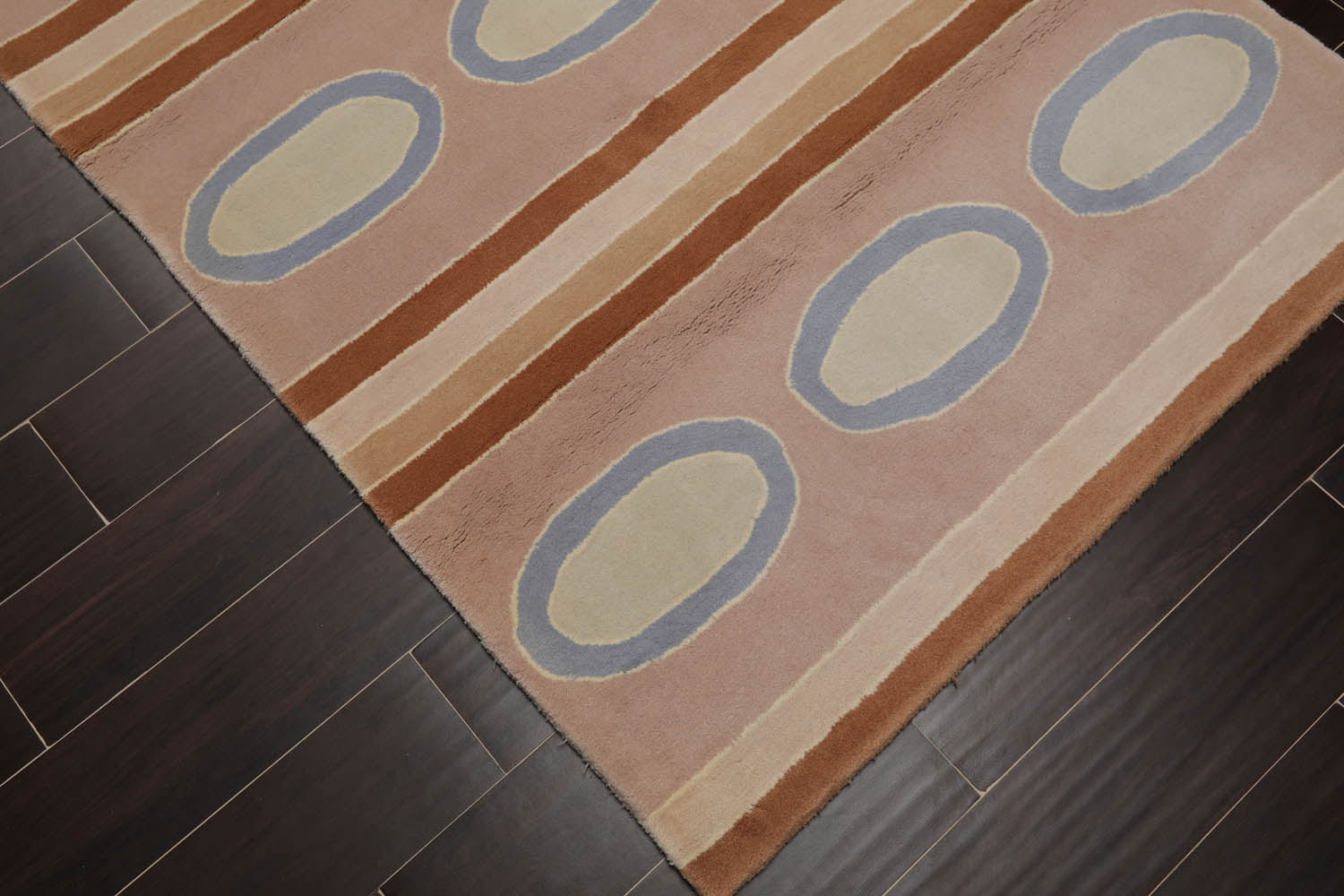 3x5 Pink, Brown, Blue Color Hand Tufted All-Over 100% Wool Contemporary Oriental Rug