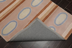 3x5 Pink, Brown, Blue Color Hand Tufted All-Over 100% Wool Contemporary Oriental Rug