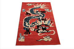 Multi Size Orange Coral Ivory Color Hand Tufted Pictorial Wool Transitional Oriental Rug