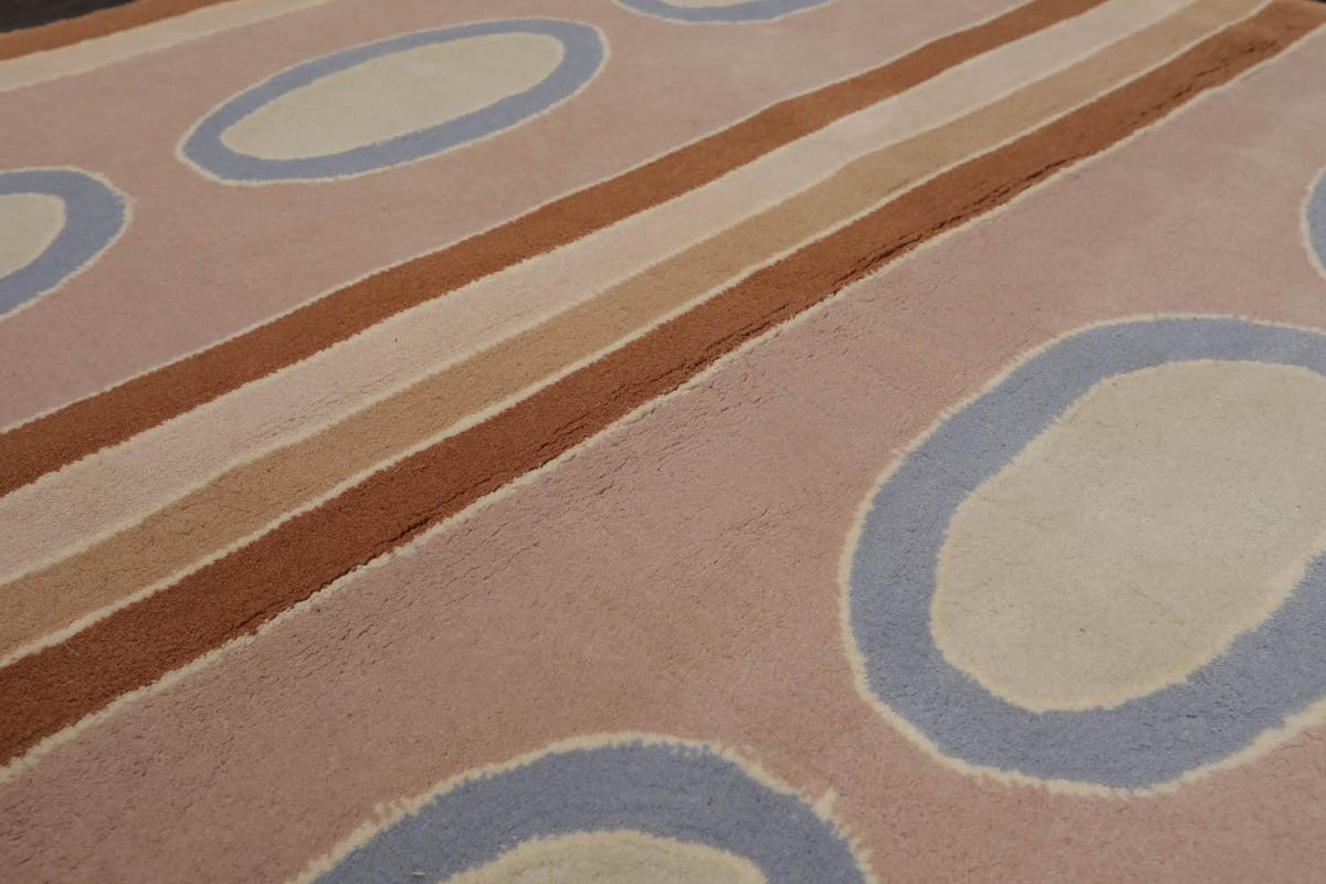 3x5 Pink, Brown, Blue Color Hand Tufted All-Over 100% Wool Contemporary Oriental Rug