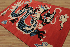 Multi Size Orange Coral Ivory Color Hand Tufted Pictorial Wool Transitional Oriental Rug
