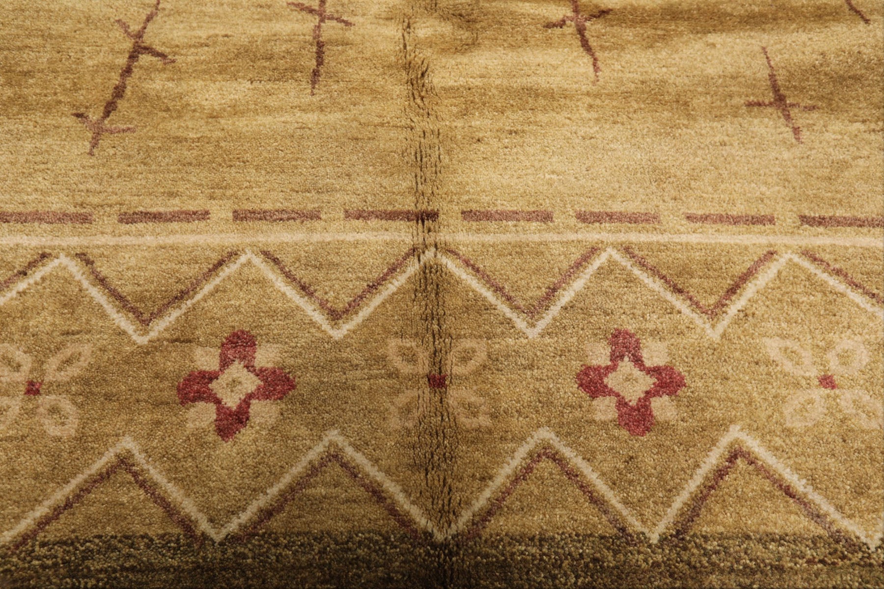 5x8 Moss, Rose, Brown Color Hand Knotted Tibetan New Zealand Wool Modern & Contemporary Oriental Rug