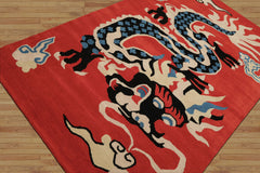 Multi Size Orange Coral Ivory Color Hand Tufted Pictorial Wool Transitional Oriental Rug
