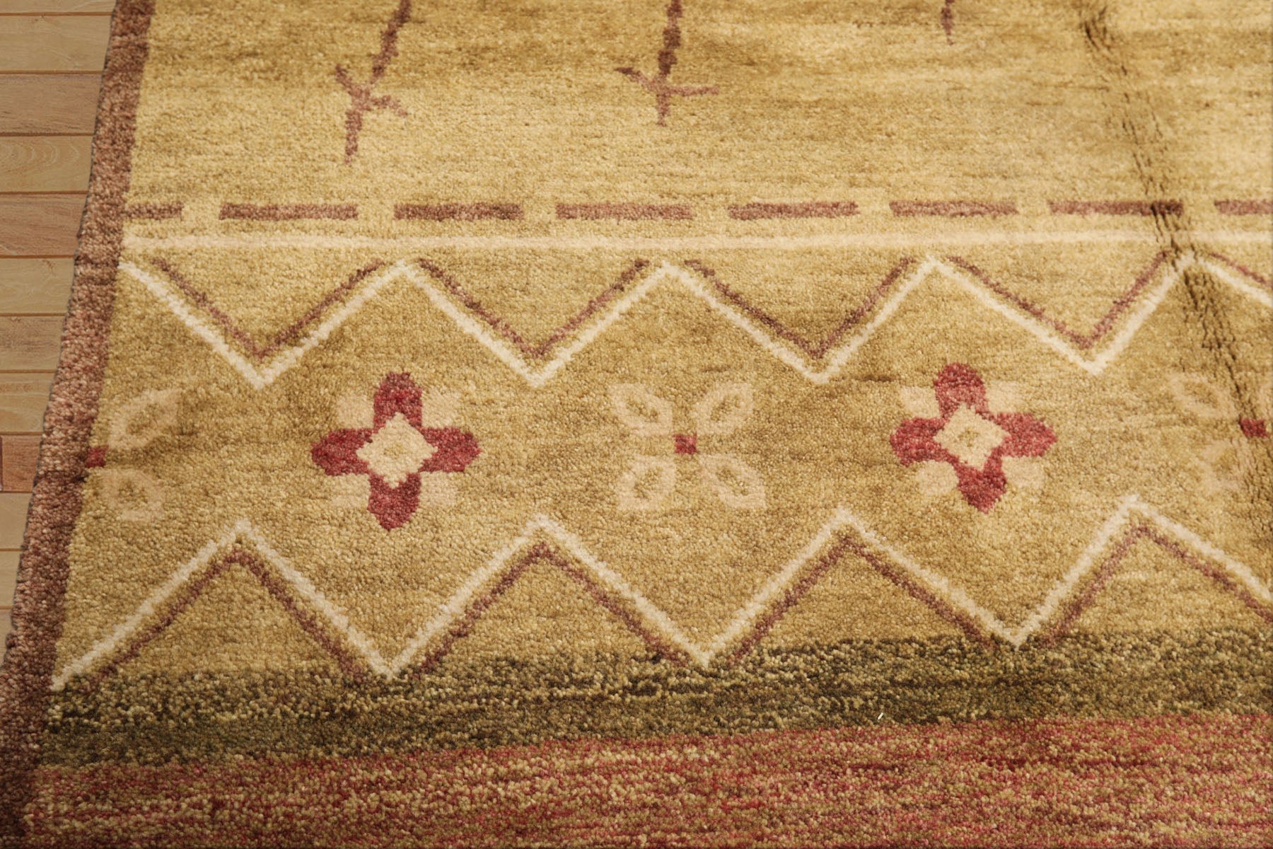 5x8 Moss, Rose, Brown Color Hand Knotted Tibetan New Zealand Wool Modern & Contemporary Oriental Rug