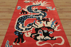 Multi Size Orange Coral Ivory Color Hand Tufted Pictorial Wool Transitional Oriental Rug