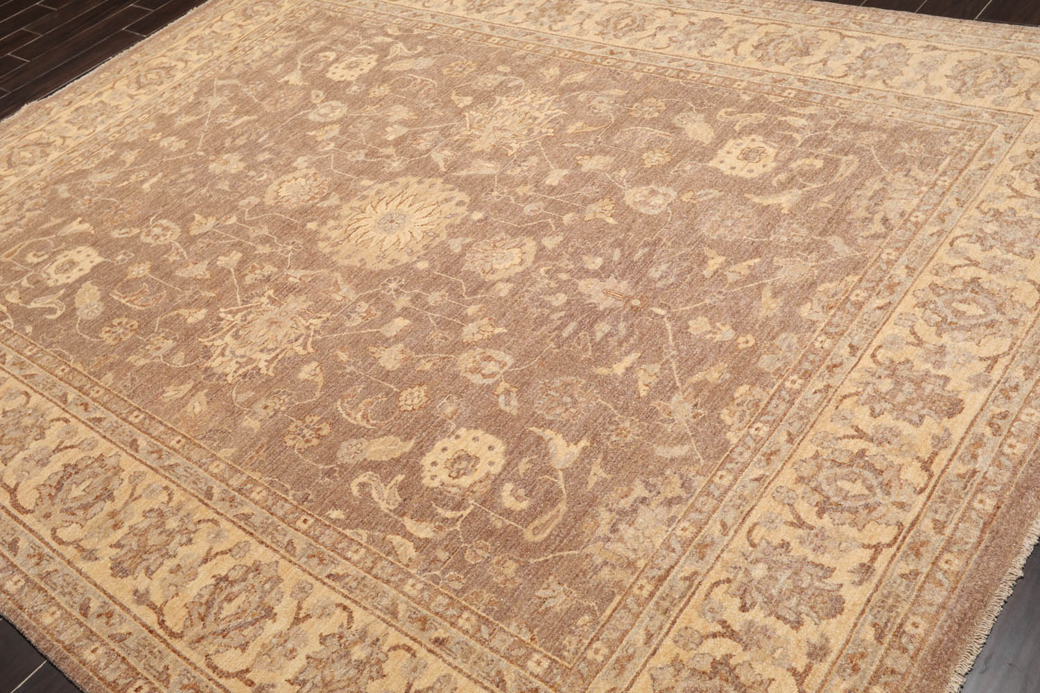 8x10 Brown, Beige, Gray Color Hand Knotted All-Over 100% Wool Traditional Oriental Rug