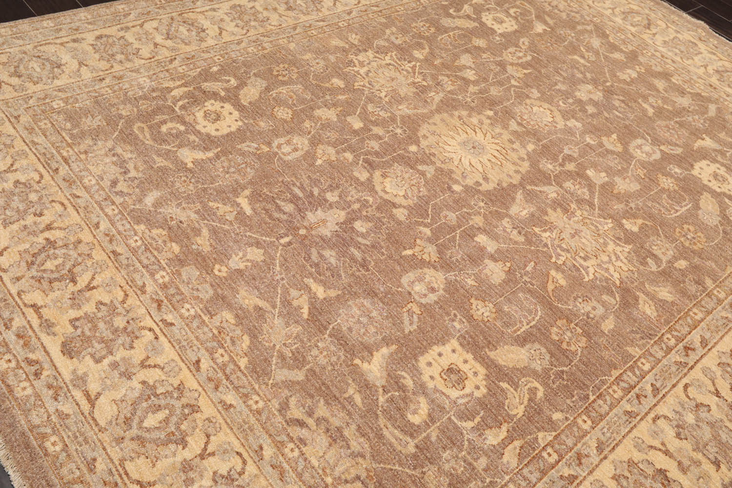 8x10 Brown, Beige, Gray Color Hand Knotted All-Over 100% Wool Traditional Oriental Rug