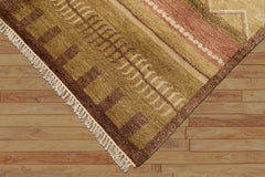 5x8 Moss, Rose, Brown Color Hand Knotted Tibetan New Zealand Wool Modern & Contemporary Oriental Rug