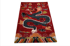 Multi Size Rust White Teal Color Hand Tufted Pictorial Wool Transitional Oriental Rug