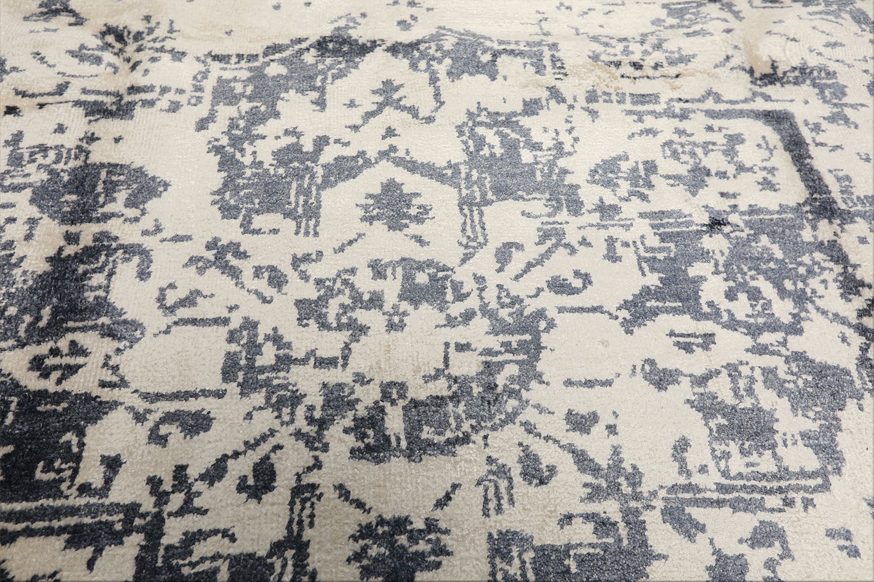 8x10 Ivory, Slate, Color Hand Knotted Oushak 100% Bamboo Silk Modern & Contemporary Oriental Rug
