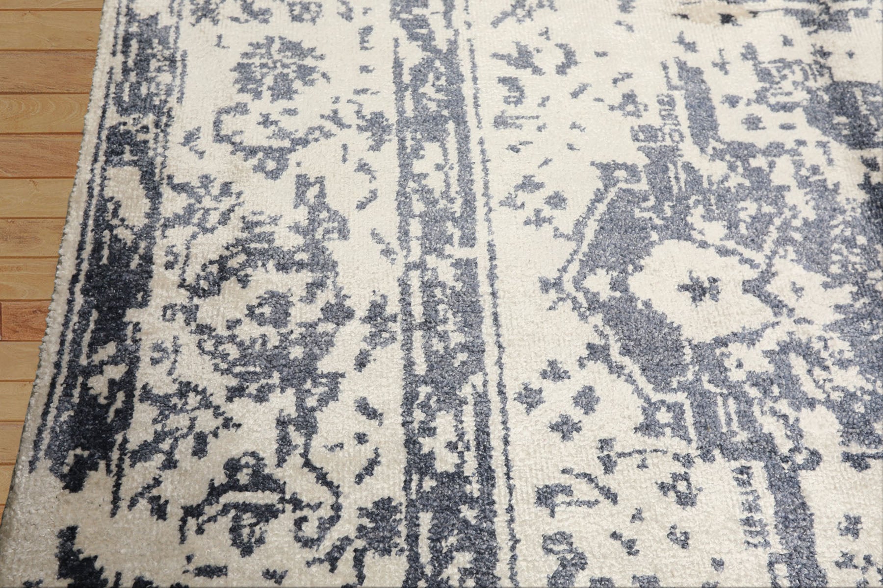8x10 Ivory, Slate, Color Hand Knotted Oushak 100% Bamboo Silk Modern & Contemporary Oriental Rug