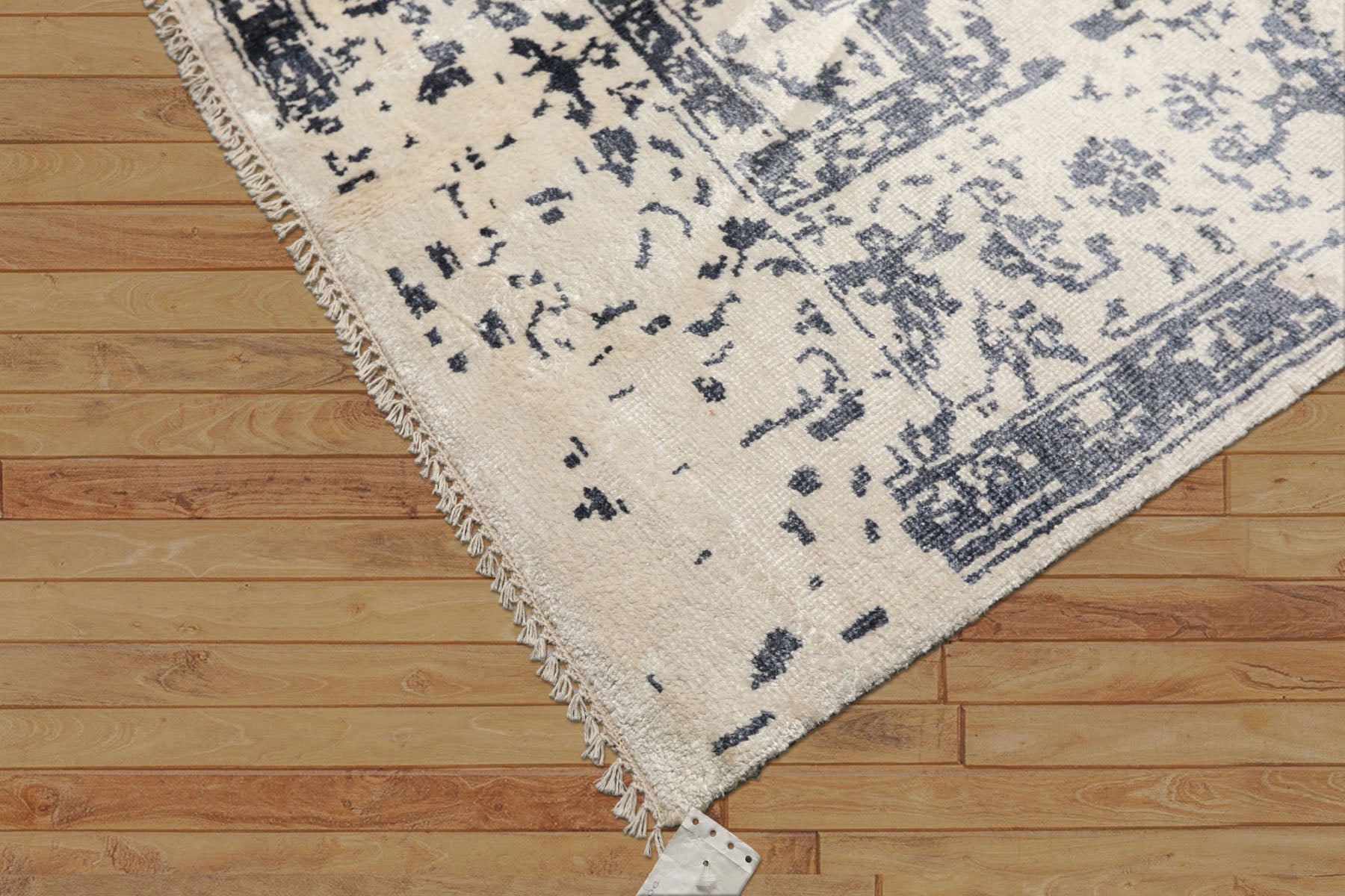 8x10 Ivory, Slate, Color Hand Knotted Oushak 100% Bamboo Silk Modern & Contemporary Oriental Rug