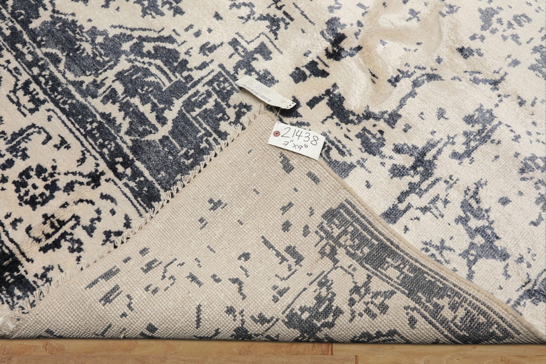 8x10 Ivory, Slate, Color Hand Knotted Oushak 100% Bamboo Silk Modern & Contemporary Oriental Rug