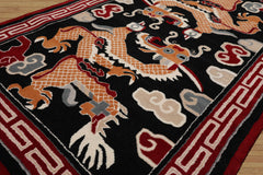 Multi Size Black Red Peach Color Hand Tufted Pictorial Wool Traditional Oriental Rug