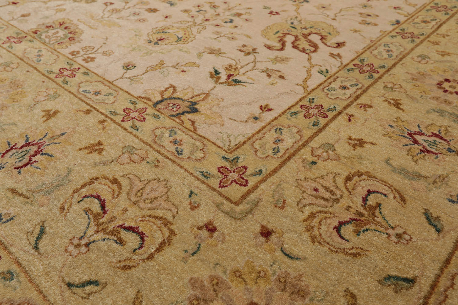 9x12 Beige, Pistacchio, Brown Color Hand Knotted All-Over 100% Wool Traditional Oriental Rug