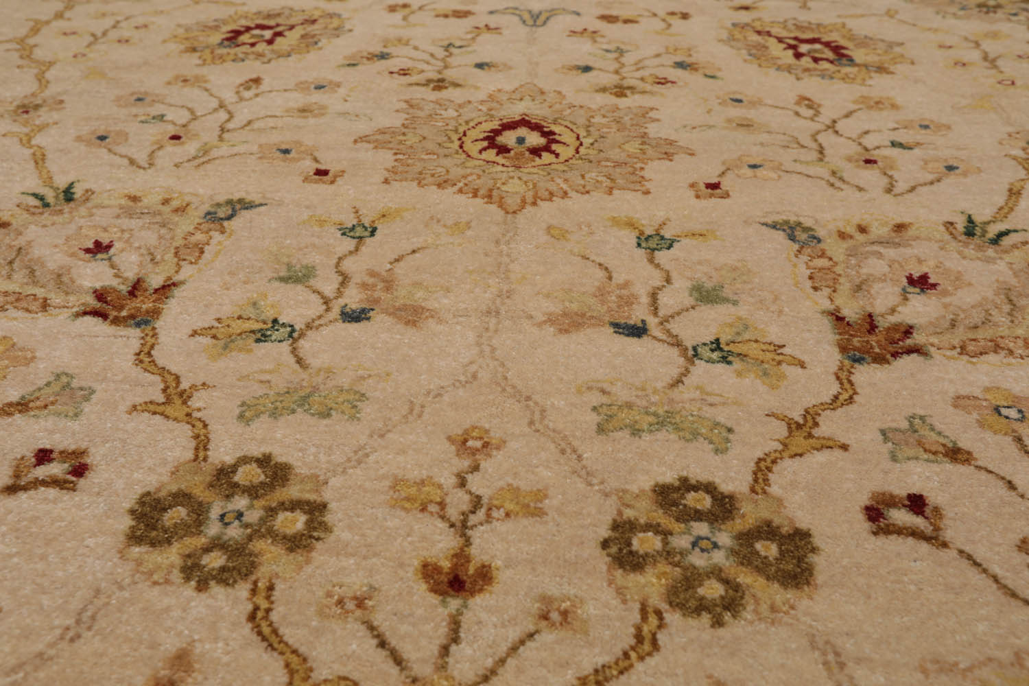 9x12 Beige, Pistacchio, Brown Color Hand Knotted All-Over 100% Wool Traditional Oriental Rug