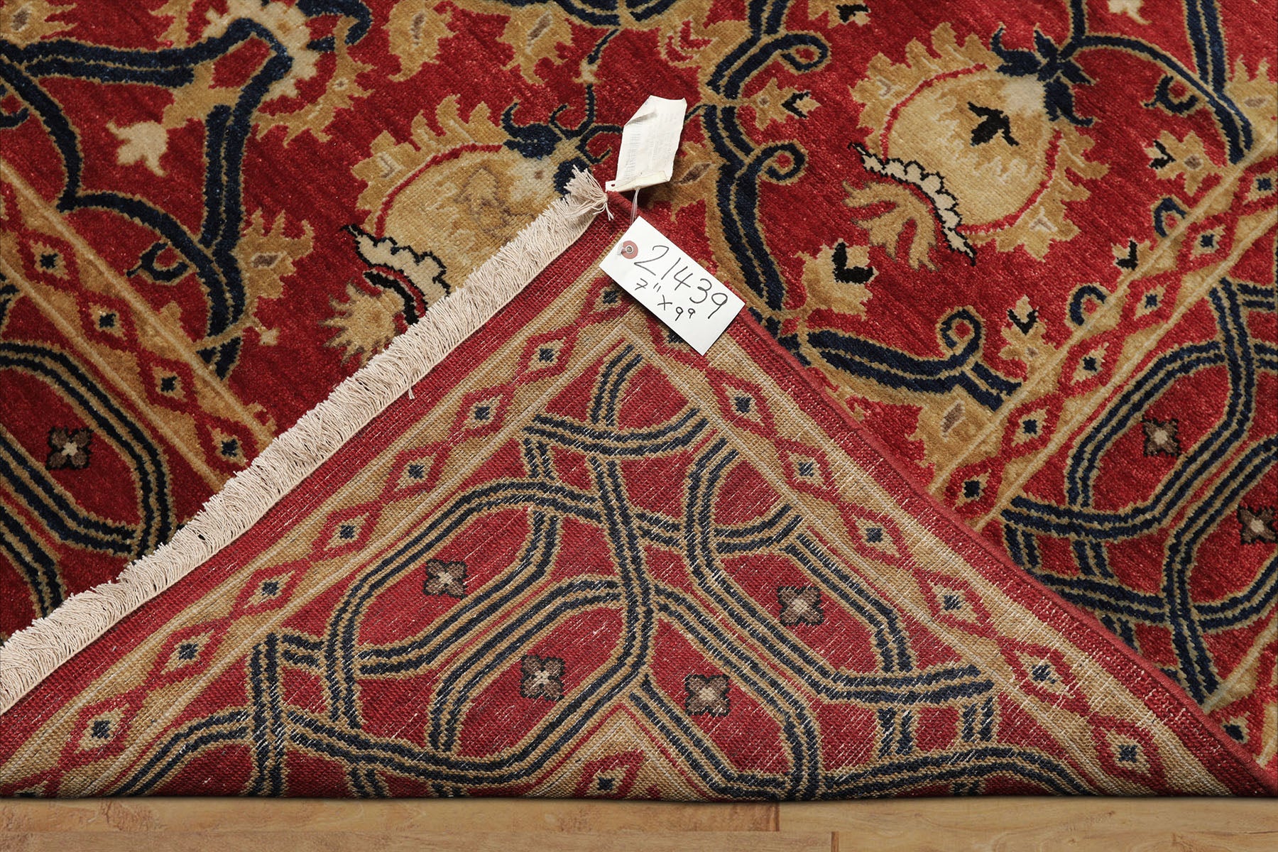 8x10 Red, Gold, Navy Color Hand Knotted Oushak Wool Traditional Oriental Rug