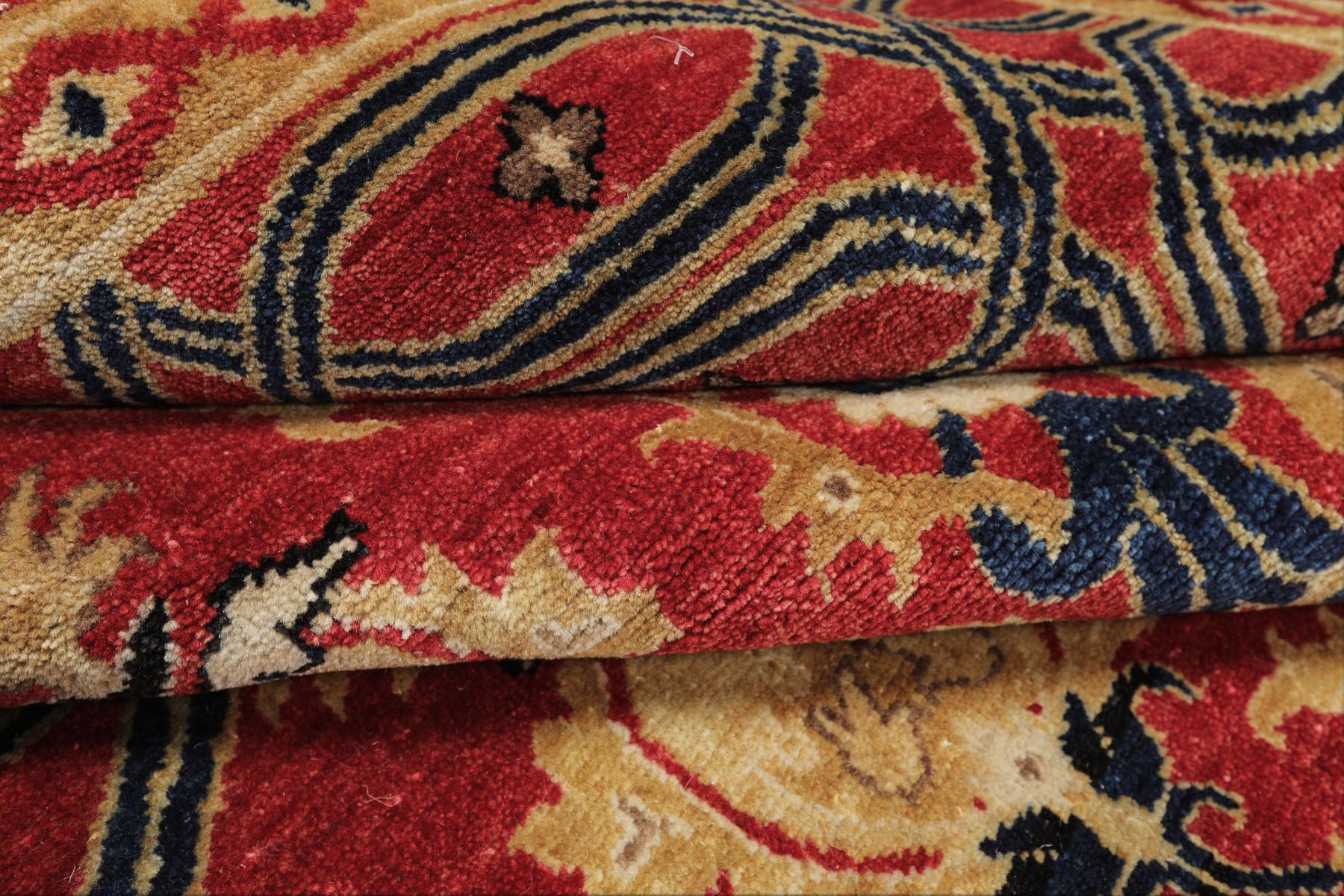 8x10 Red, Gold, Navy Color Hand Knotted Oushak Wool Traditional Oriental Rug