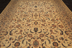 10x14 Warm Beige, Taupe, Burnt Orange Color Hand Knotted All-Over 100% Wool Traditional Oriental Rug