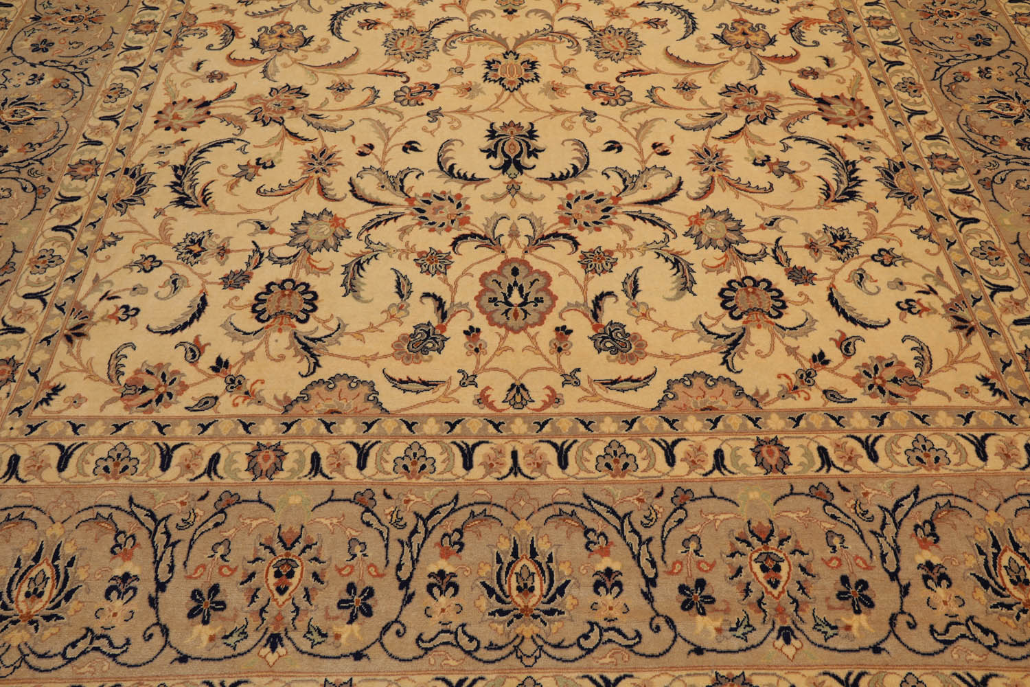 10x14 Warm Beige, Taupe, Burnt Orange Color Hand Knotted All-Over 100% Wool Traditional Oriental Rug