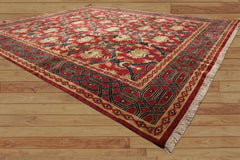 8x10 Red, Gold, Navy Color Hand Knotted Oushak Wool Traditional Oriental Rug