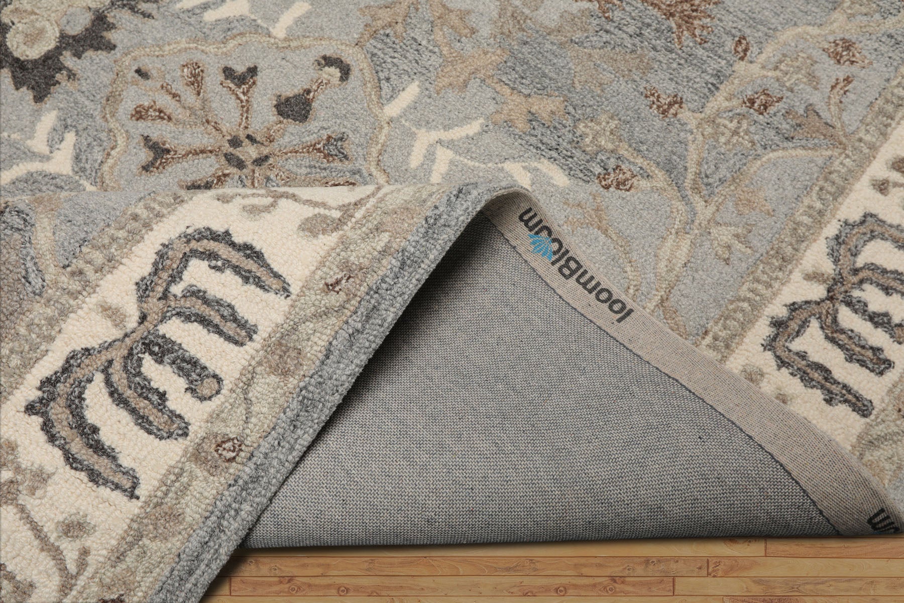 5x8 Slate, Gray, Ivory Color Hand Hooked Handmade Wool Transitional Oriental Rug