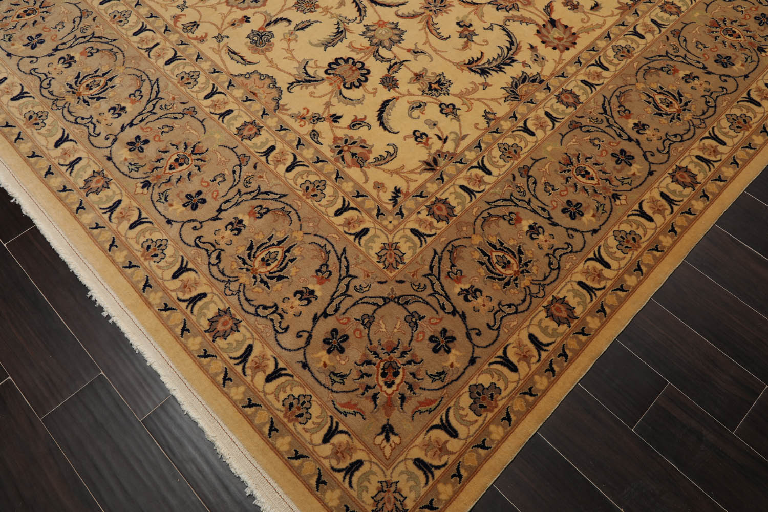 10x14 Warm Beige, Taupe, Burnt Orange Color Hand Knotted All-Over 100% Wool Traditional Oriental Rug