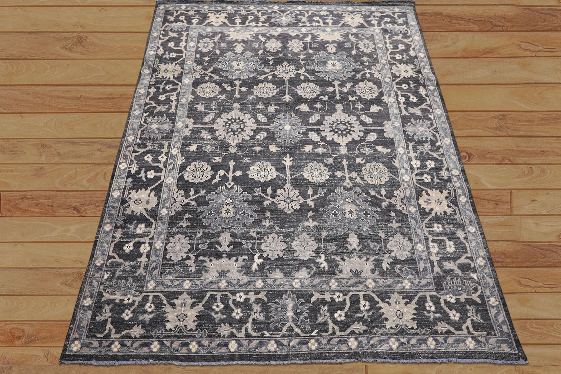 8x10 Graphite, Slate, Gray Color Hand Knotted Oushak Wool Traditional Oriental Rug