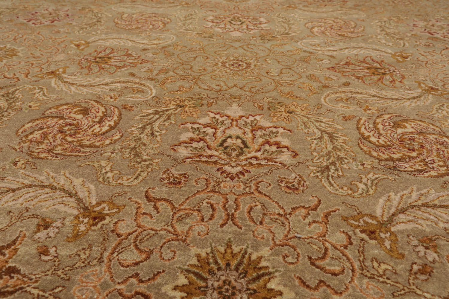 9x12 Moss, Gold, Rust Color Hand Knotted All-Over 100% Wool Traditional Oriental Rug