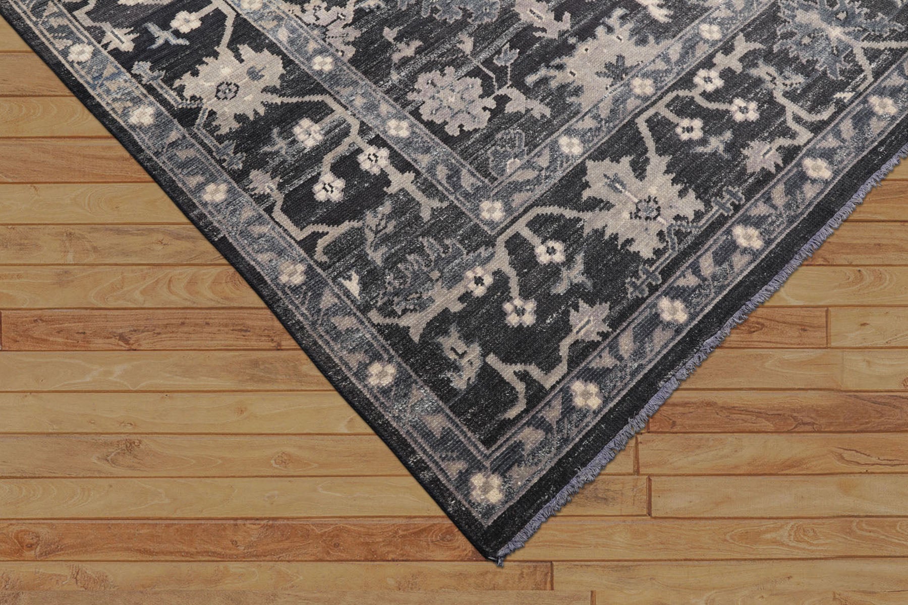 8x10 Graphite, Slate, Gray Color Hand Knotted Oushak Wool Traditional Oriental Rug