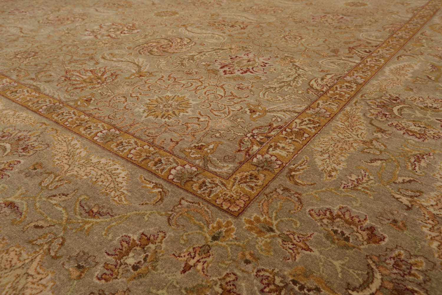 9x12 Moss, Gold, Rust Color Hand Knotted All-Over 100% Wool Traditional Oriental Rug