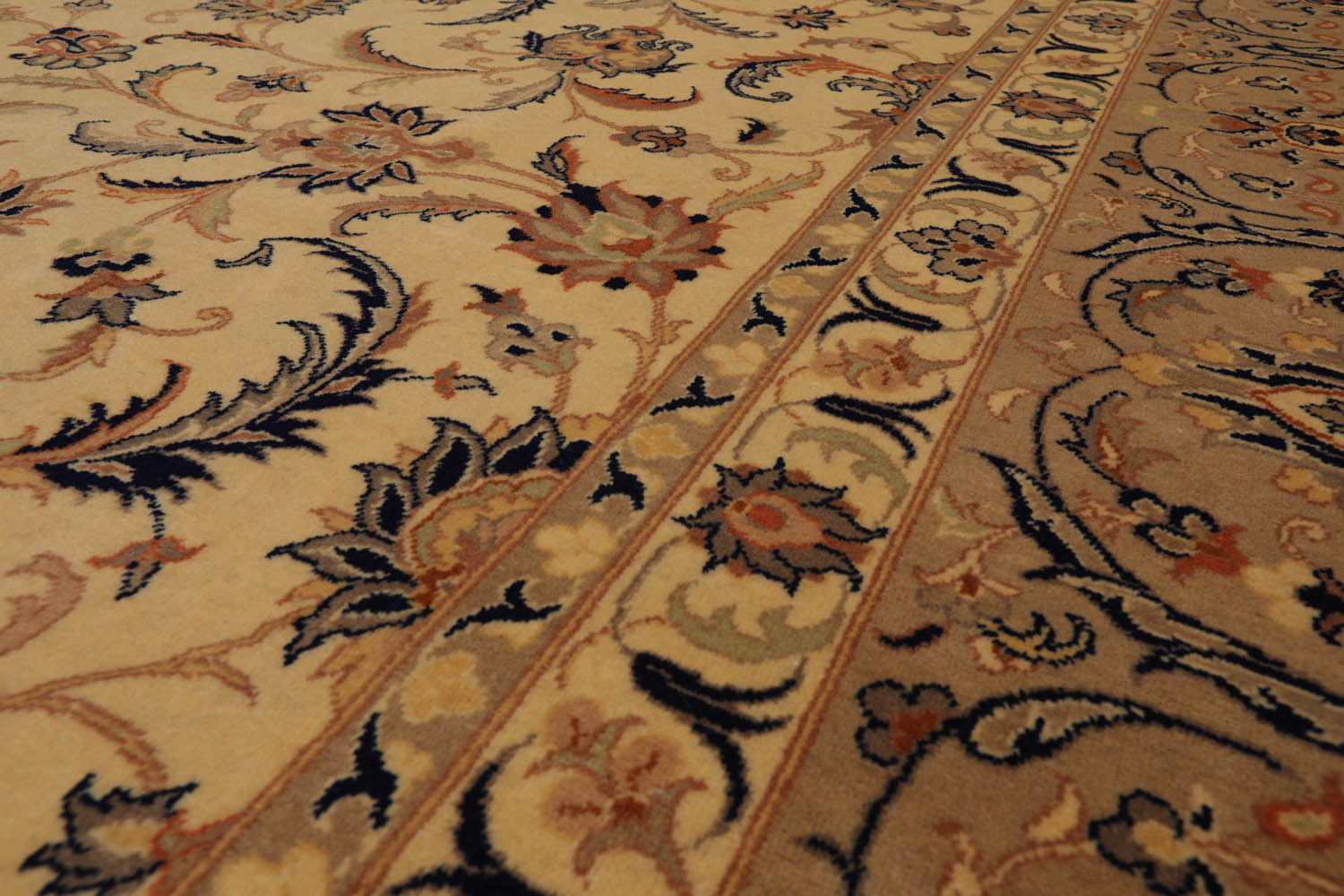 10x14 Warm Beige, Taupe, Burnt Orange Color Hand Knotted All-Over 100% Wool Traditional Oriental Rug