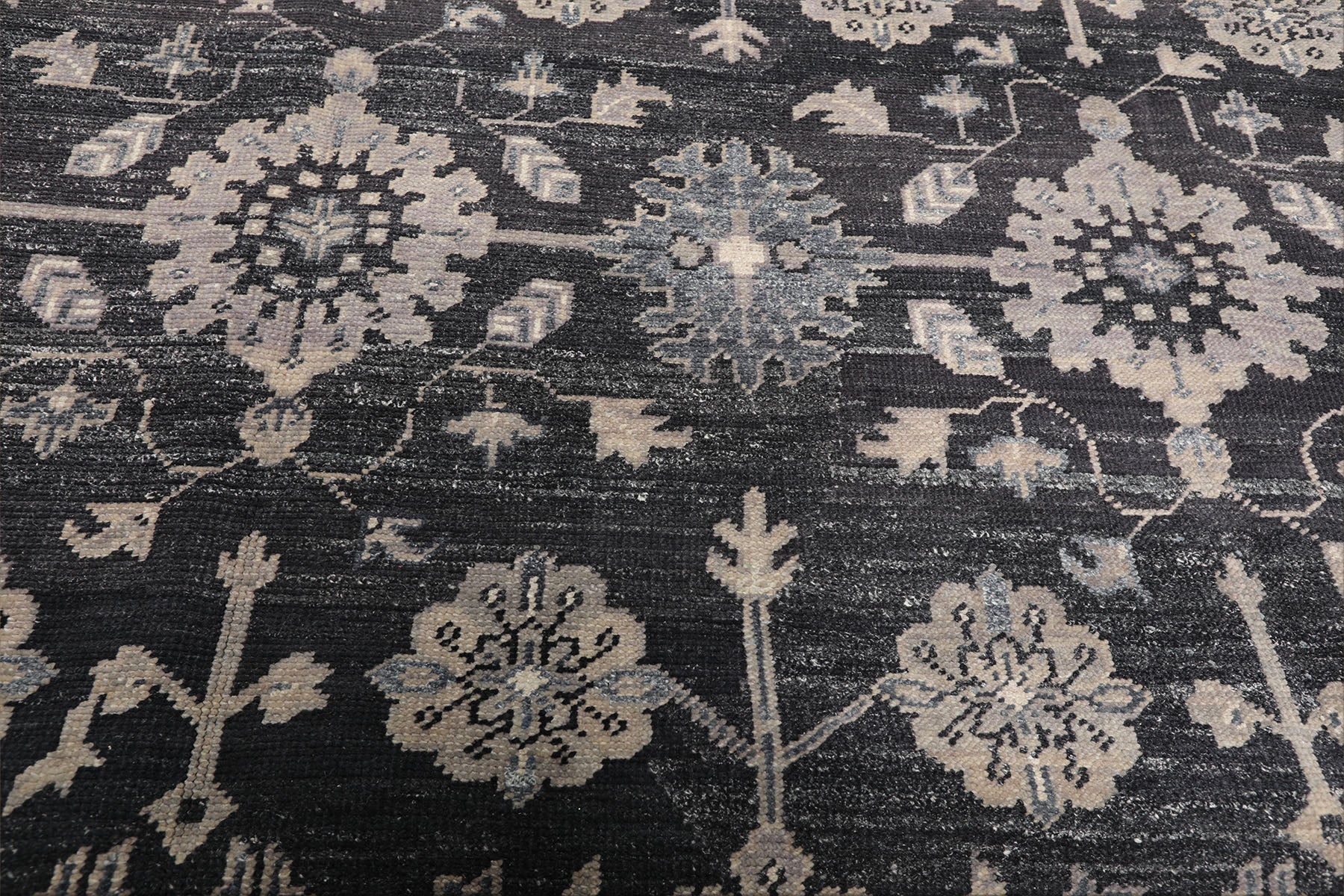 8x10 Graphite, Slate, Gray Color Hand Knotted Oushak Wool Traditional Oriental Rug