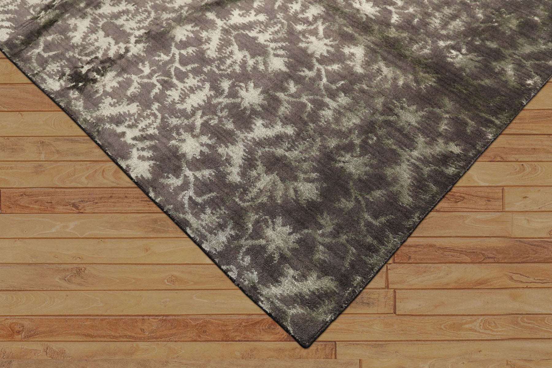 8x10 Gray, Moss, Color Hand Loomed Tibetan Wool & Bamboo Silk Transitional Oriental Rug