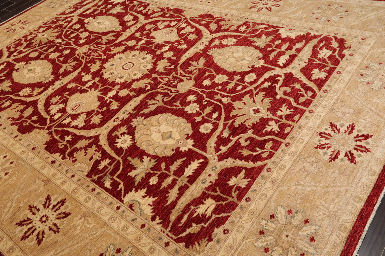 9x12 Rusty Red, Gold, Tan Color Hand Knotted All-Over 100% Wool Traditional Oriental Rug