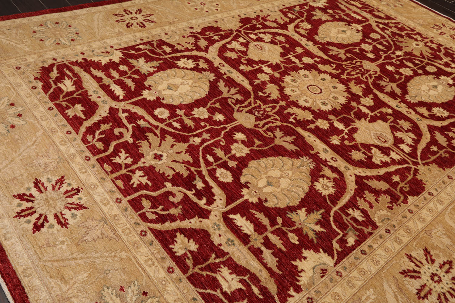 9x12 Rusty Red, Gold, Tan Color Hand Knotted All-Over 100% Wool Traditional Oriental Rug