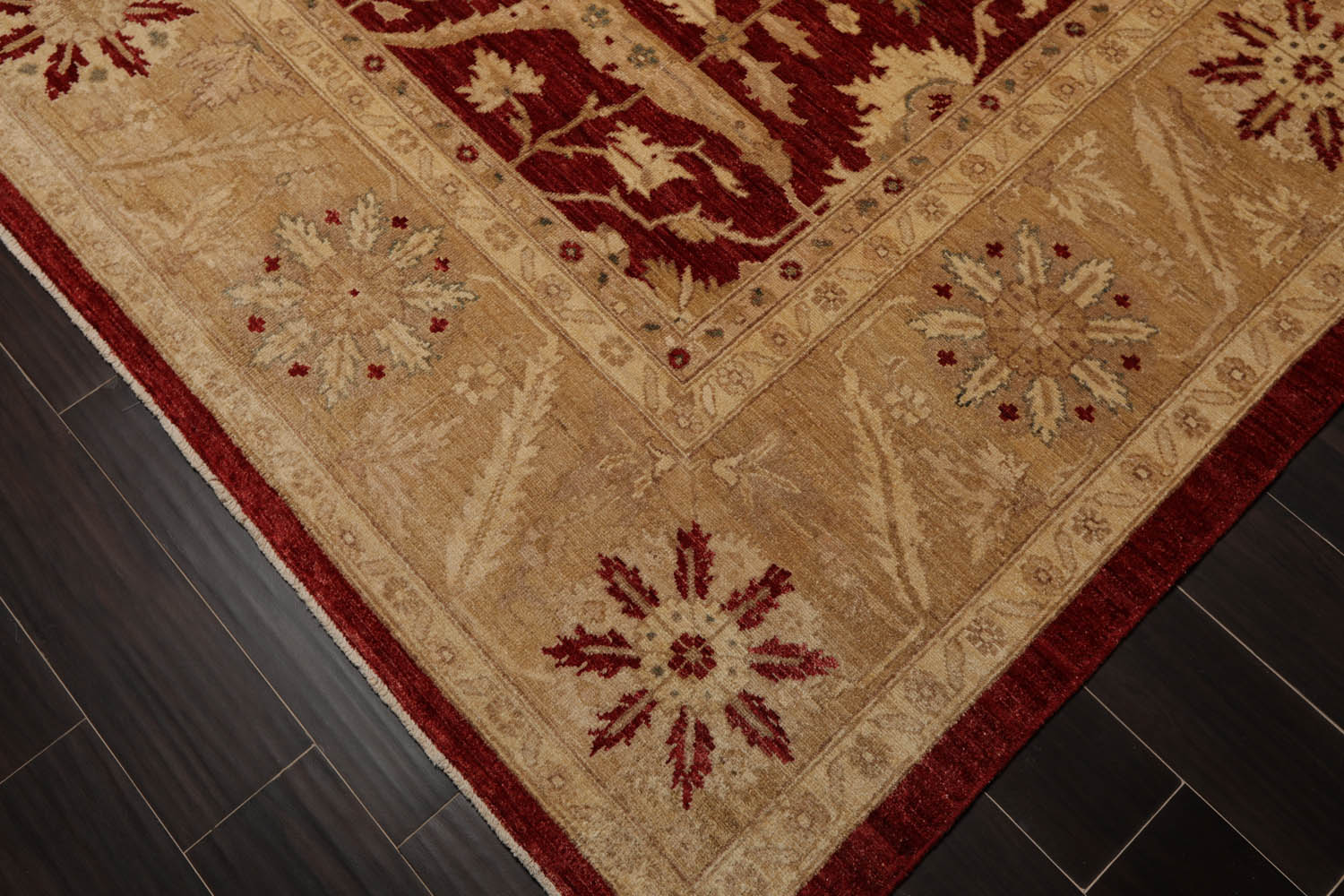 9x12 Rusty Red, Gold, Tan Color Hand Knotted All-Over 100% Wool Traditional Oriental Rug