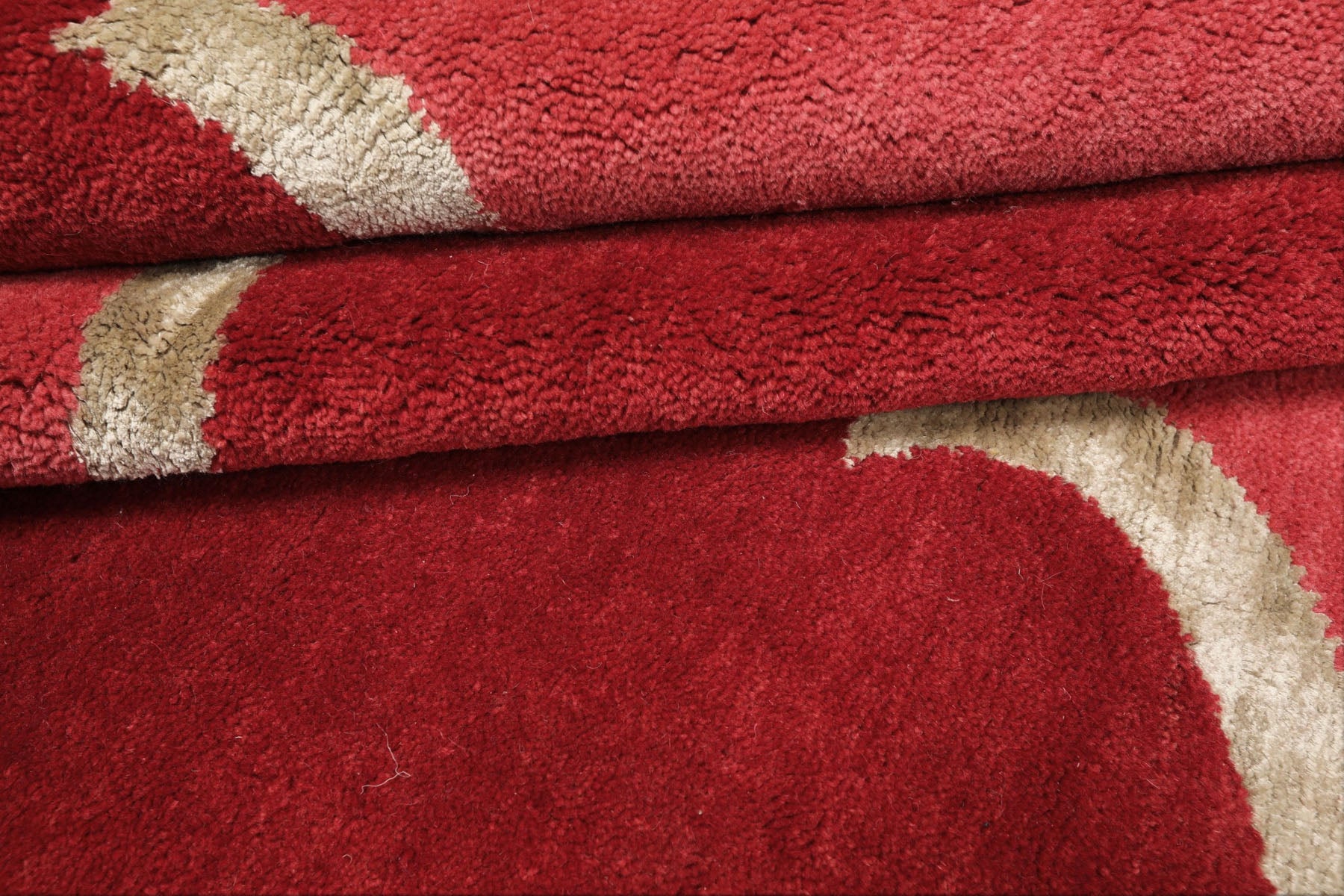 9x12 Red, Rose, Mint Color Hand Loomed Tibetan Wool Transitional Oriental Rug