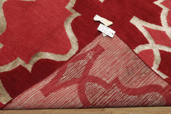 9x12 Red, Rose, Mint Color Hand Loomed Tibetan Wool Transitional Oriental Rug