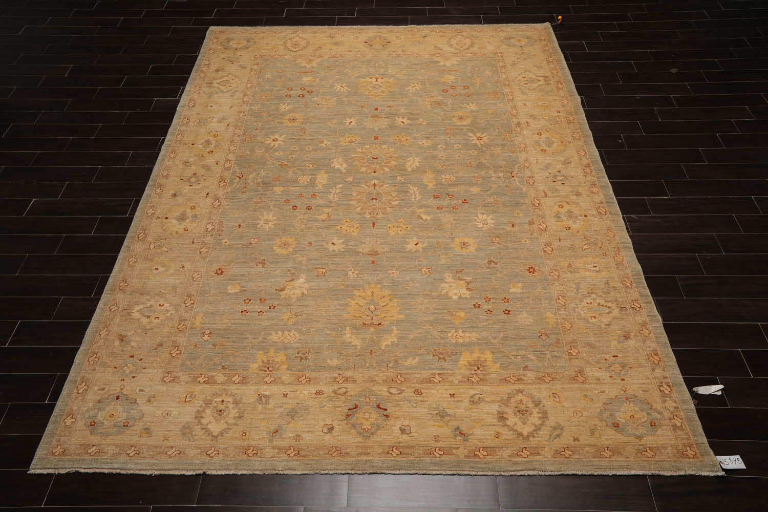 9x12 Aqua, Ivory, Rose Color Hand Knotted All-Over 100% Wool Traditional Oriental Rug
