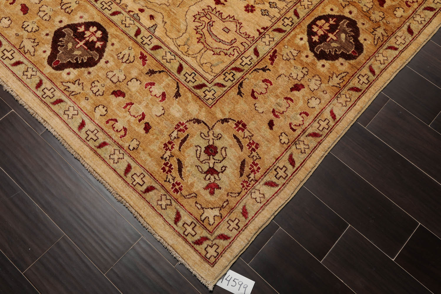 8x10 Gold, Gold, Rusty Red Color Hand Knotted All-Over 100% Wool Traditional Oriental Rug