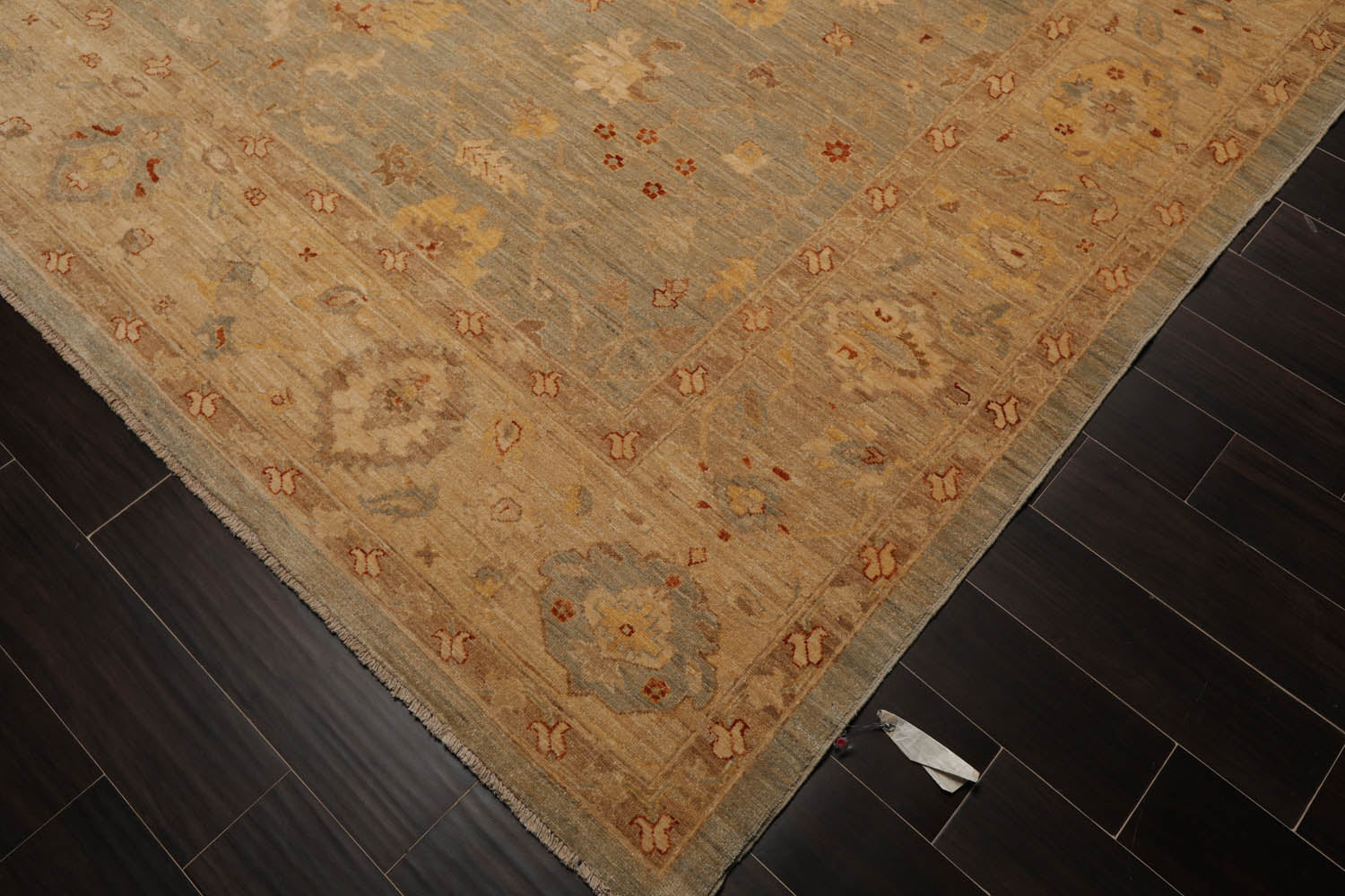 9x12 Aqua, Ivory, Rose Color Hand Knotted All-Over 100% Wool Traditional Oriental Rug