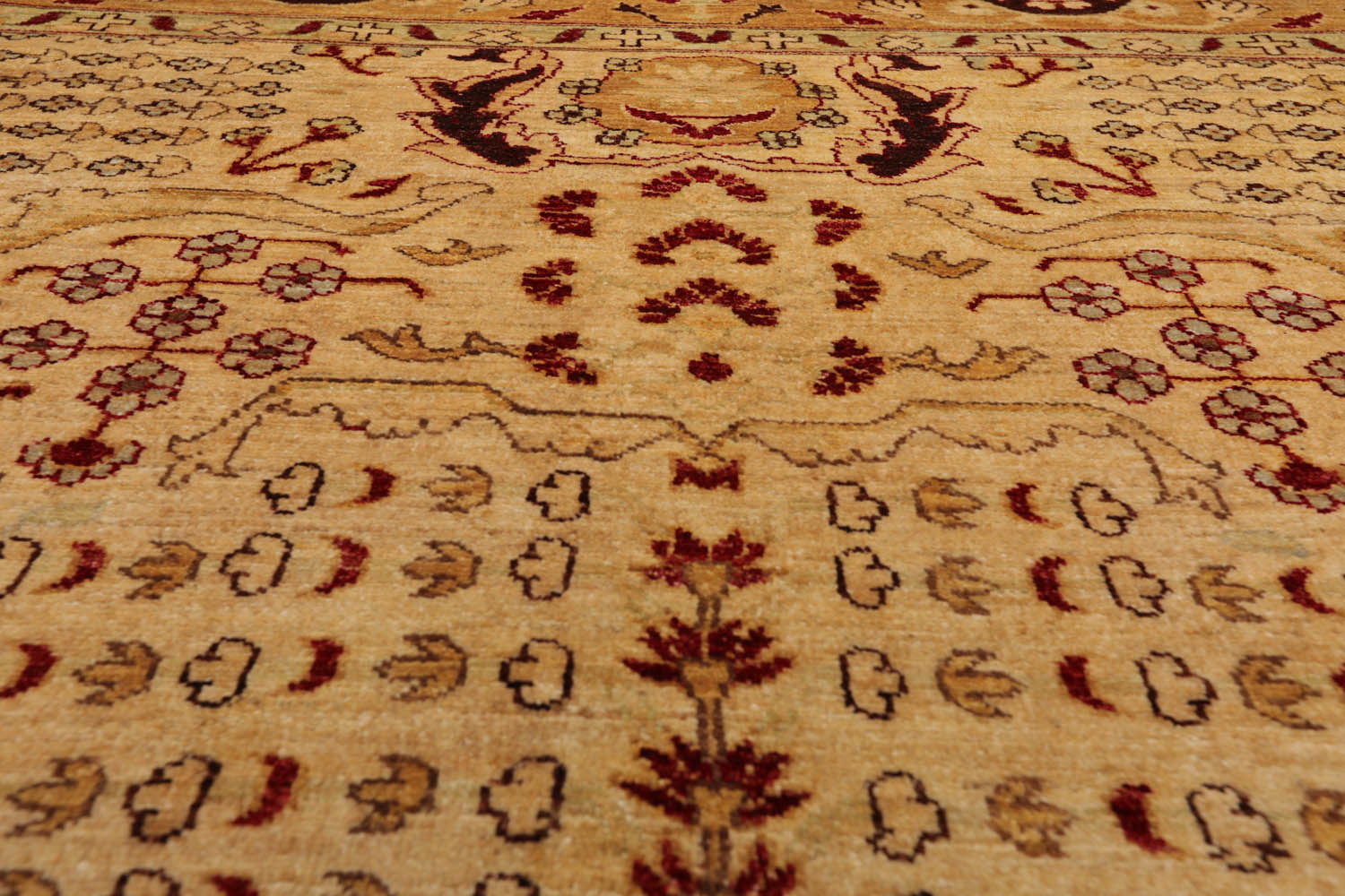 8x10 Gold, Gold, Rusty Red Color Hand Knotted All-Over 100% Wool Traditional Oriental Rug