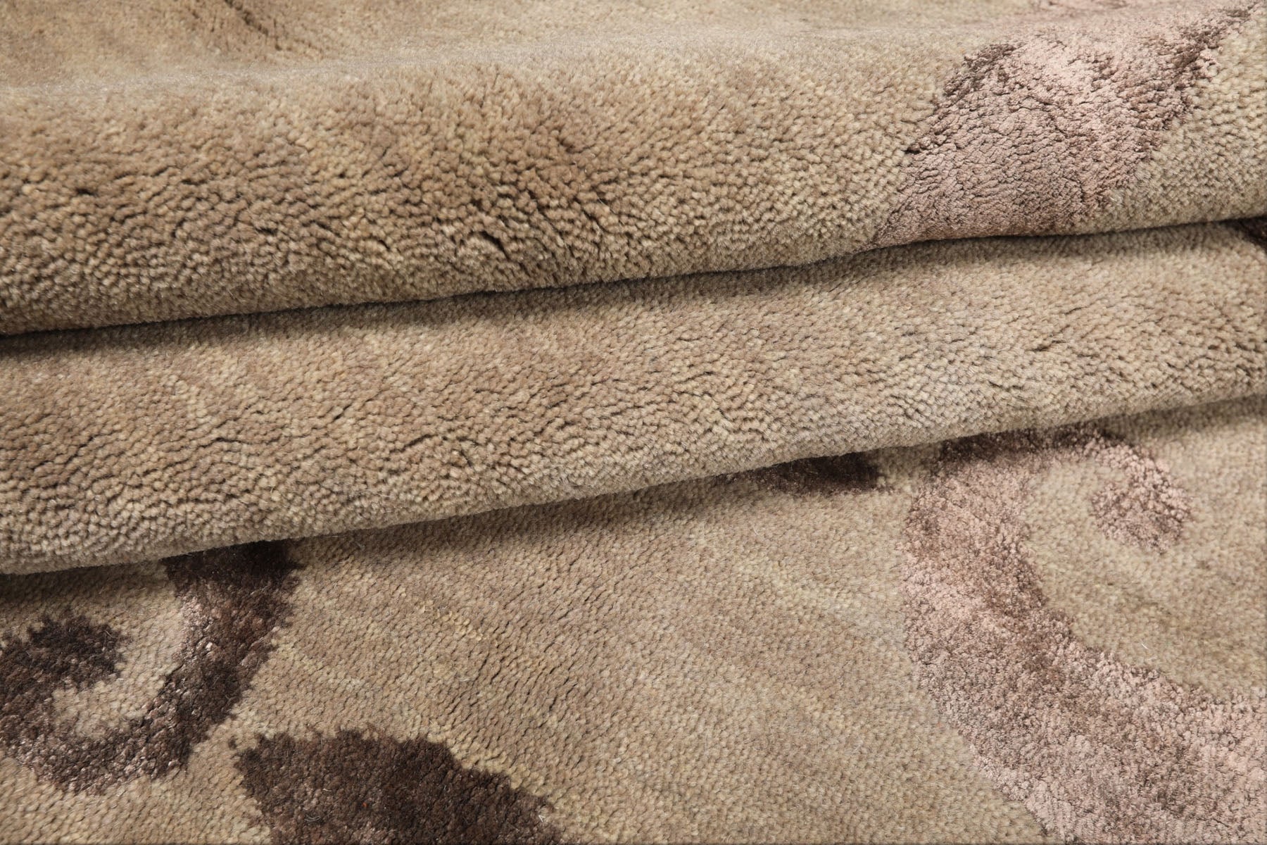 8x10 Gray, Taupe, Color Hand Loomed Tibetan Wool & Bamboo Silk Transitional Oriental Rug
