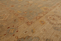 9x12 Aqua, Ivory, Rose Color Hand Knotted All-Over 100% Wool Traditional Oriental Rug