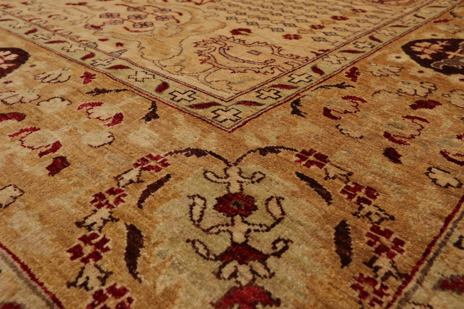 8x10 Gold, Gold, Rusty Red Color Hand Knotted All-Over 100% Wool Traditional Oriental Rug