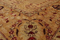 8x10 Gold, Gold, Rusty Red Color Hand Knotted All-Over 100% Wool Traditional Oriental Rug